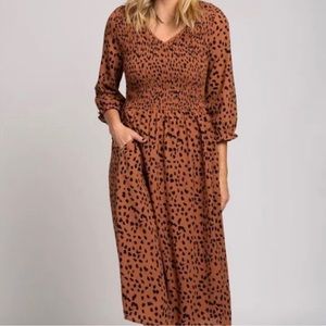 Smocked animal print dress